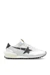 Golden Goose Marathon Nylon Sneakers With Silver Ripstop And Black Star Shoes In Silver