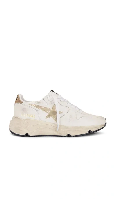 Golden Goose Running Sneaker In White  Gold  & Beige