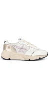 Golden Goose Running Sole Chunky Sneakers In White  Orchid Hush  & Platinum