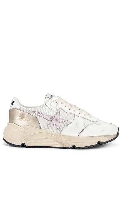 Golden Goose Running Sneaker In White  Orchid Hush  & Platinum