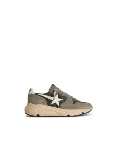 GOLDEN GOOSE RUNNING SOLE IN GREEN SUEDE WITH WHITE LEATHER STAR AND HEEL