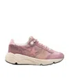 Golden Goose Running Sole Mixed Leather Sneakers In Nude