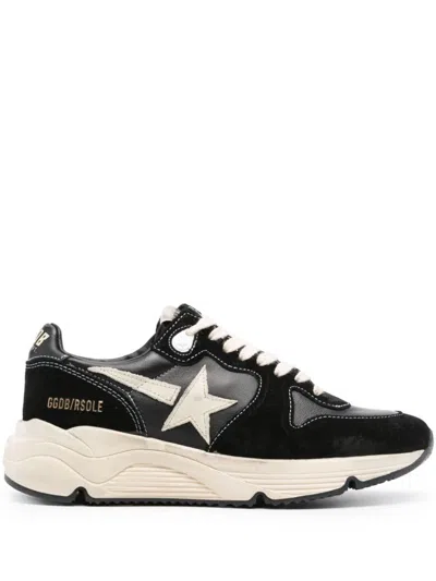 Golden Goose Running Sole Leather Sneakers In Black / White