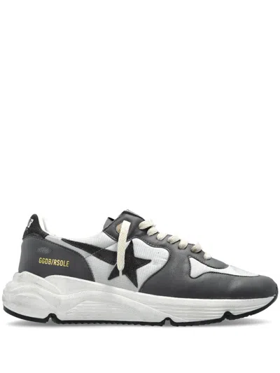 Golden Goose Running Sole Leather Sneakers In Silver