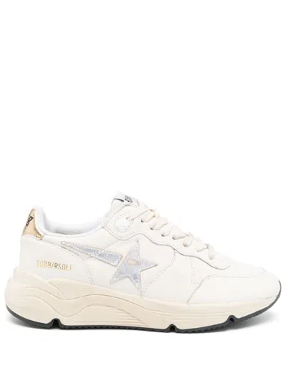 Golden Goose Running Sole Leather Sneakers In Cream