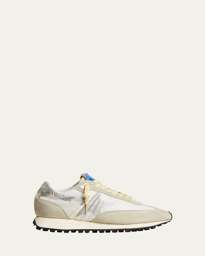 Golden Goose Running Sole Mixed Leather Nylon Sneakers In Whitegreysilver