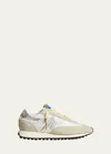 Golden Goose Running Sole Mixed Leather Nylon Sneakers In Whitegreysilver