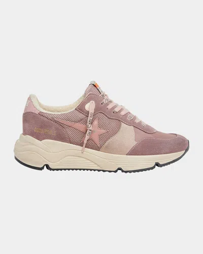 Golden Goose Running Sole Mixed Leather Sneakers In Ash Rose Mauve Antique Pink
