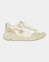 Golden Goose Running Sole Mixed Leather Sneakers In White/seedpearl/
