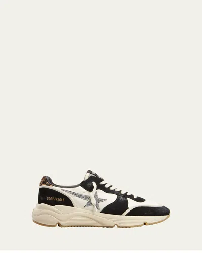 Golden Goose Running Sole Glittered Star Leather Trainers In White
