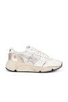 Golden Goose Running Sole Chunky Sneakers In White  Orchid Hush  & Platinum