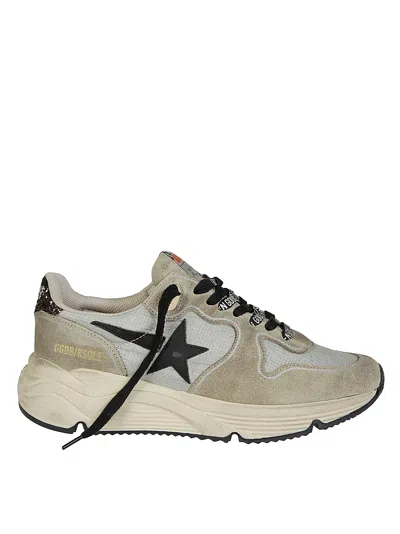 Golden Goose Running Sole Nylon Stella Pelle Tallone Glitter In Beige