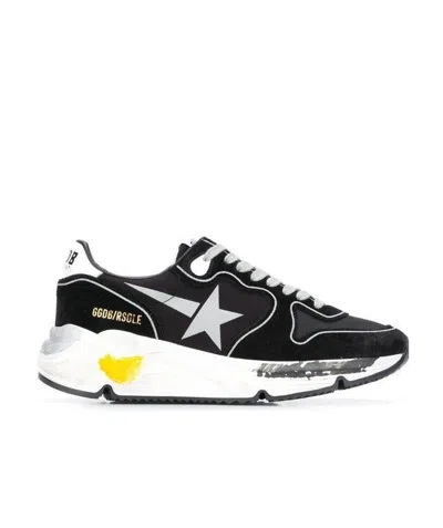 Golden Goose Running Sole Panelled Sneakers In Black