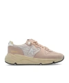 Golden Goose Running Sole Nabuk Upper Toe And Spur Net Quarter Laminated Leather Star Leather Heel S In Nude