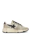 Golden Goose Running Sneakers In Nylon And Suede With Brown Glitter In Ice  Taupe  & Black