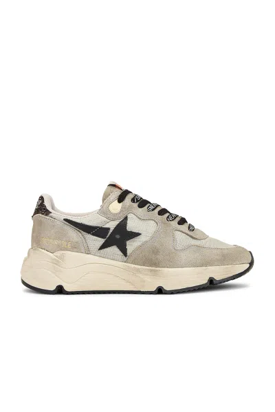 Golden Goose Running Sneakers In Nylon And Suede With Brown Glitter In Grey