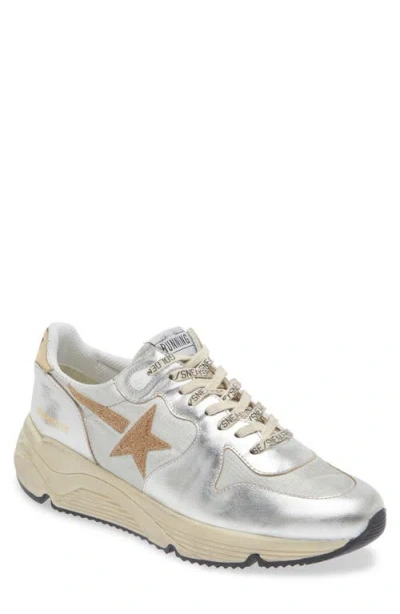 Golden Goose Running Sole Sneaker In Silver/gold