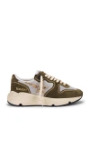 Golden Goose Running Sole Suede Sneaker In White  Red  Beige  & Ice