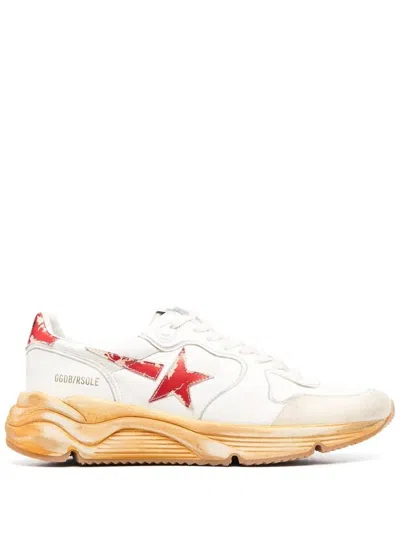 GOLDEN GOOSE RUNNING SOLE SNEAKERS WITH RED LEATHER STAR AND HEEL TAB