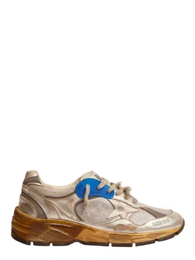 Golden Goose Running Sole Sneakers With A Worn Effect In Metallic