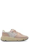 Golden Goose Running Sole Nabuk Upper Toe And Spur Net Quarter Laminated Leather Star Leather Heel S In Pink/white/silver