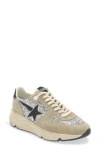 Golden Goose Running Sole Glitter-embellished Sneakers In Silver/black