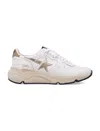 Golden Goose Running Sole Sneakers In Nappa With Laminated Star And Lizard Printed Heel Tab Shoes In White Gold Beige