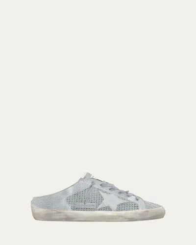 Golden Goose Sabot Embroidered Cotton Slide Sneakers In Blue