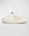 Golden Goose Sabot Mixed Leather Glitter Slide Sneakers In White Gold