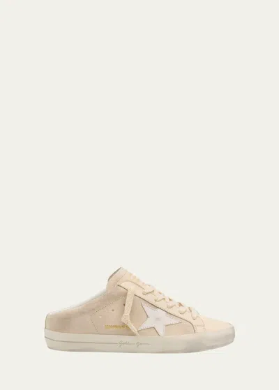 Golden Goose Sabot Mixed Leather Slide Sneakers In Neutral