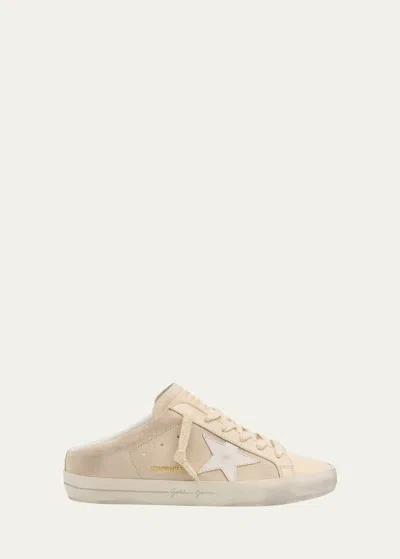 Golden Goose Sabot Mixed Leather Slide Sneakers In Platinum/cream