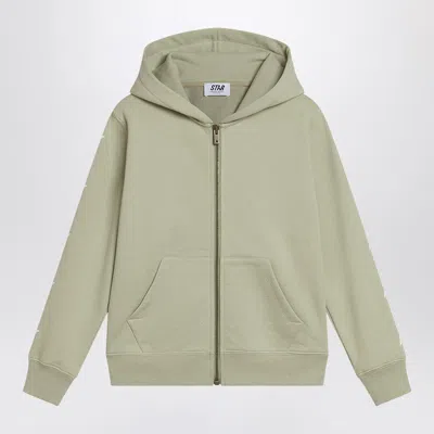 GOLDEN GOOSE GOLDEN GOOSE SAGE GREEN ZIP UP SWEATSHIRT WITH STARS