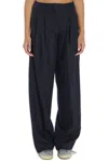 Golden Goose Sartorial Pleated Flavia Pants In Pinstripe Fabric In Black