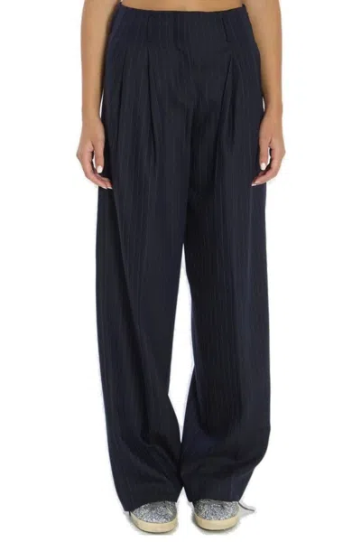 GOLDEN GOOSE SARTORIAL PLEATED FLAVIA PANTS IN PINSTRIPE FABRIC