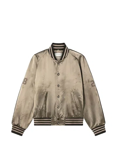 Golden Goose Satin Bomber Jacket In Verde