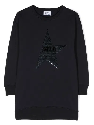 Golden Goose Kids' Sequin-design Star Sweatshirt Dress In Blue