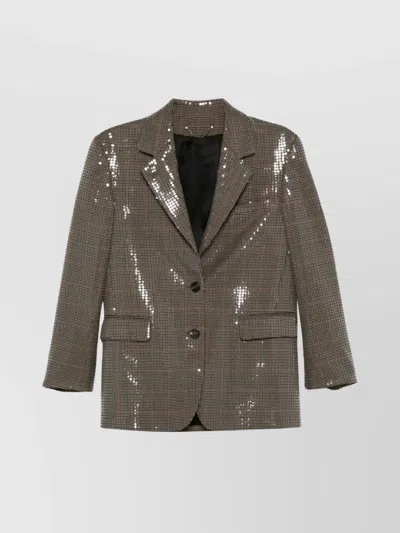 Golden Goose Journey Sequined Single-breasted Jacket In Beige