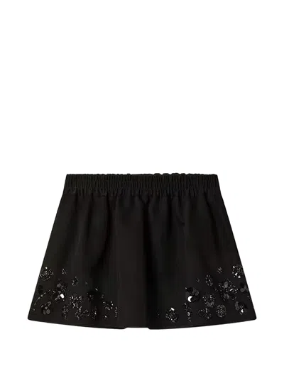Golden Goose Deluxe Brand Women Cotton Blend Midi Skirt With Floral Sequin And Crystal Details In Black