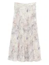 Golden Goose Sequin-embellished Pleated Midi Skirt With Floral Print In Neutral