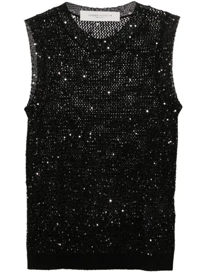 Golden Goose Sequin-embellished Sleeveless Top In Black