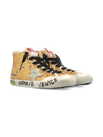 Golden Goose Kids' Sequin-embellishment Star-patch Sneakers In Gold