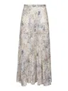 Golden Goose Women Sequin-embroiderd Floral Print Fabric Journey Long Pleated Skirt