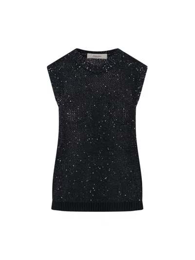 Golden Goose Sequin Knit Tank Top Black