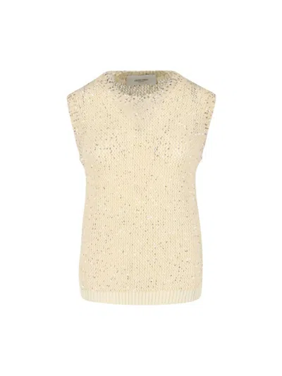 GOLDEN GOOSE GOLDEN GOOSE SEQUIN KNIT TANK TOP CREAM