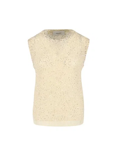Golden Goose Sequin Knit Tank Top Cream In Multi