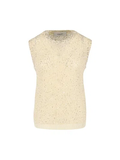 Golden Goose Sequin Knit Tank Top In Neutral