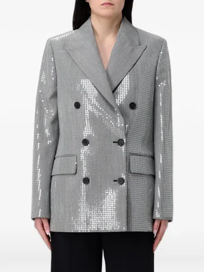 Golden Goose Sequined Double-breasted Blazer In Gray