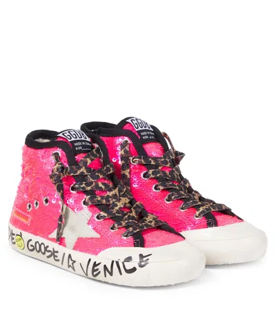 Golden Goose Kids' Sequined Leather Sneakers In Pink