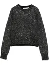 Golden Goose Women's Wool Blend Cropped Sweater With All-over Sequins In Black