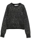 Golden Goose Women's Wool Blend Cropped Sweater With All-over Sequins In Black